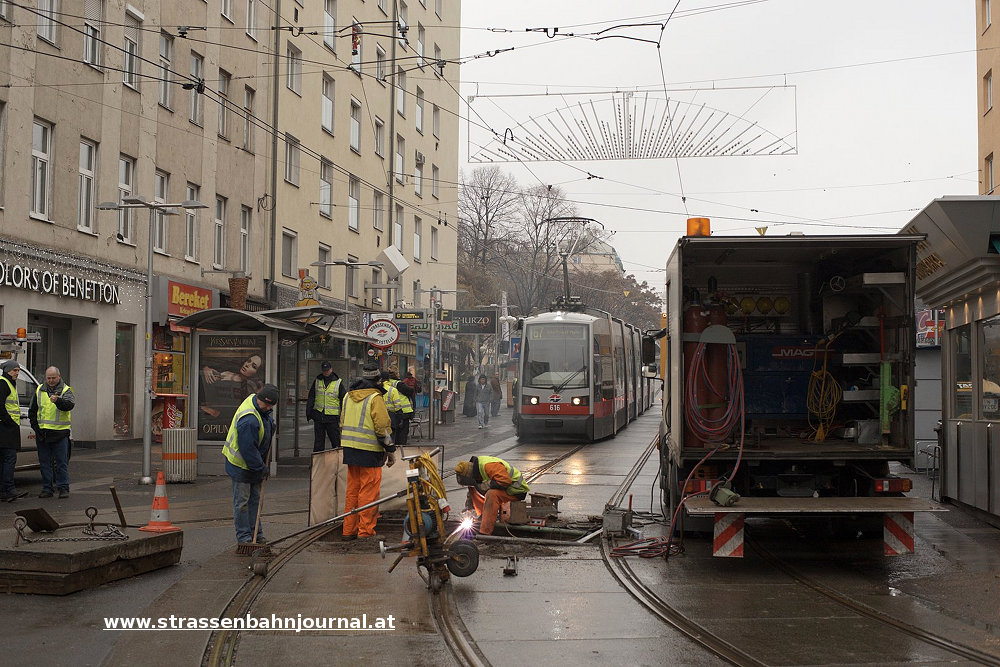 616, Linie 67, Favoritenstraße, Reparaturarbeiten