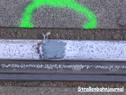 Detail Schienenbeschädigung bei Schwarzspanierstraße